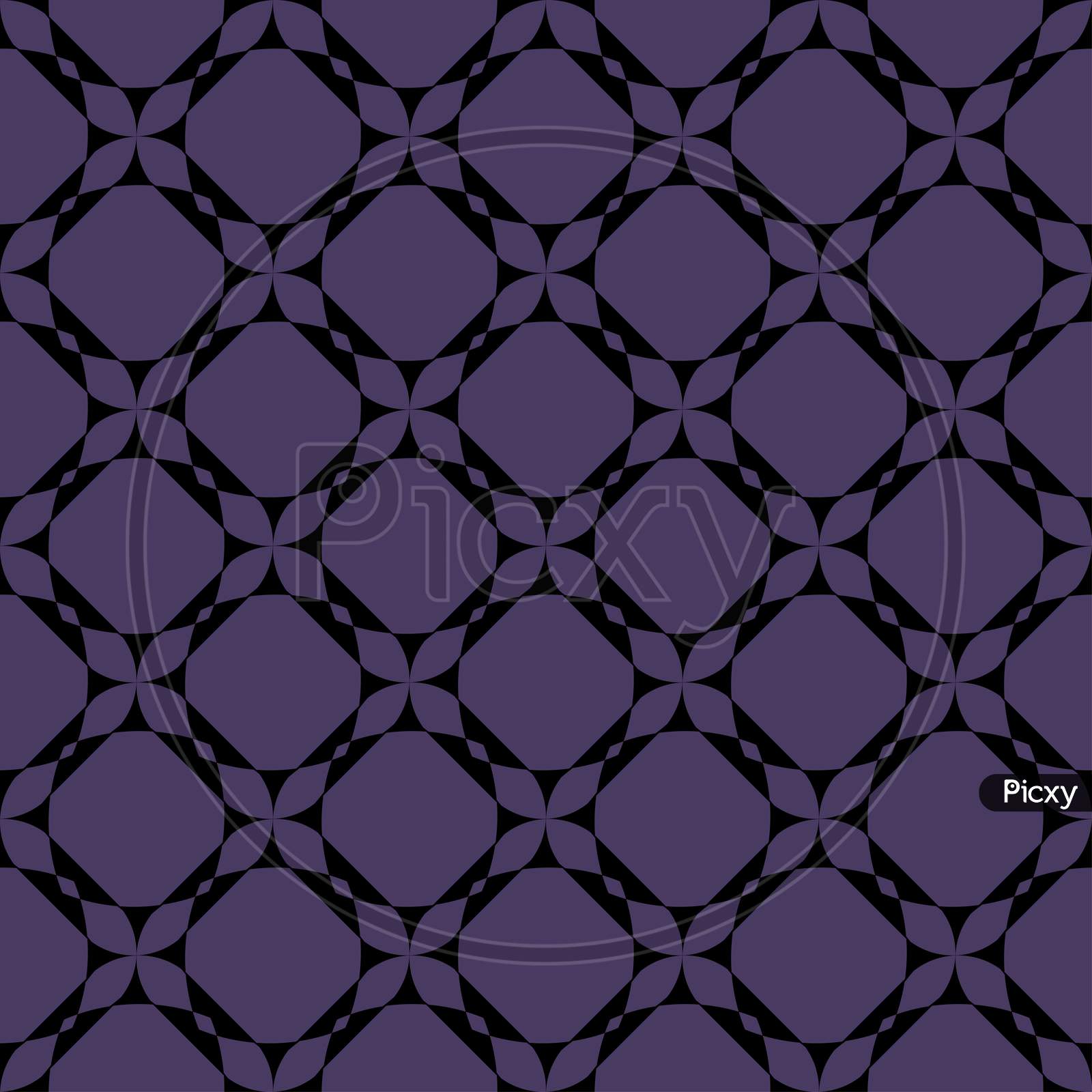Black Pattern On Lilac Seamless Vector Background.