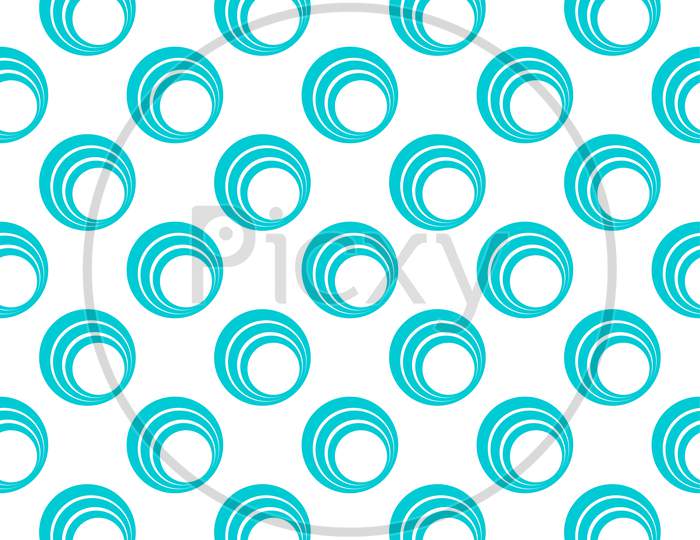 Turquoise Pattern On White Seamless Background.