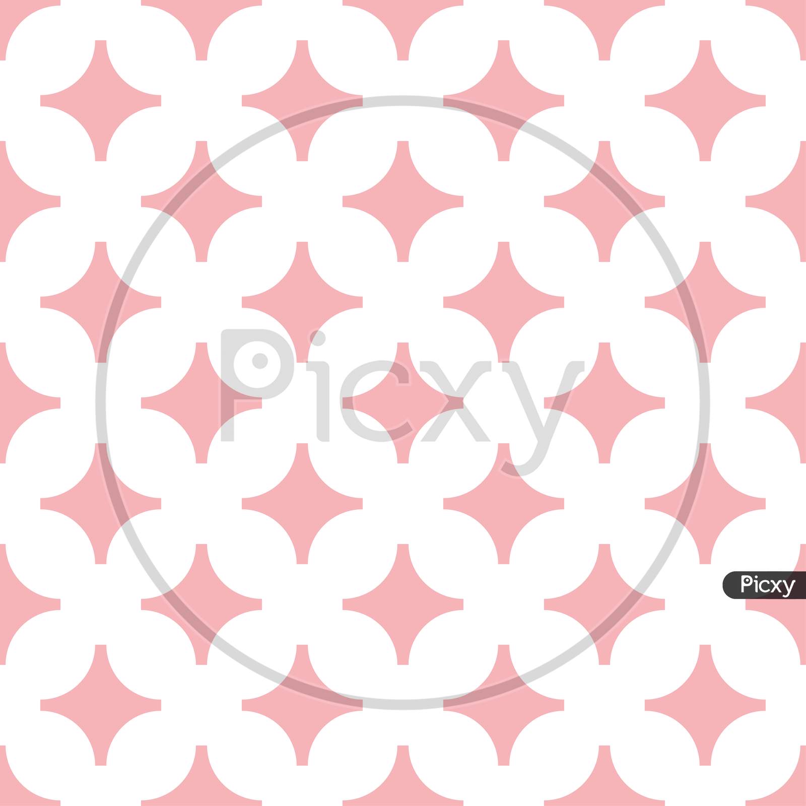 Pink Stars On White Seamless Vector Background.