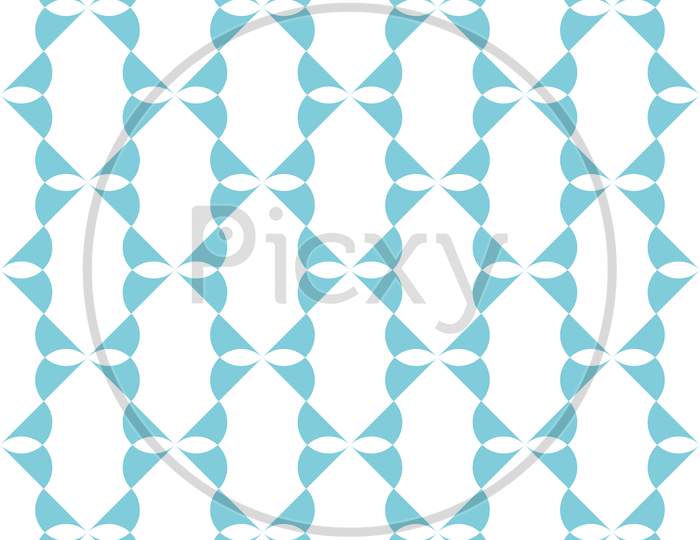 Turquoise Pattern On White Seamless Design Background.