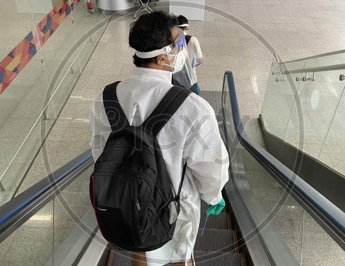 Passenger boarding with PPe kit