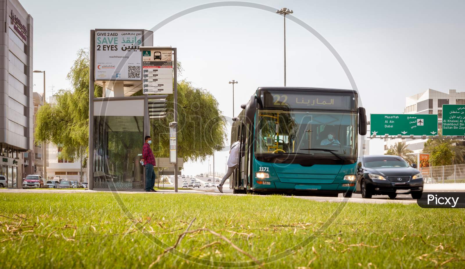 Abu Dhabi Public Bus In Abu Dhabi City During Covid19 Outbreak.