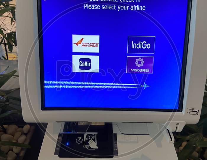 Self Check-in machine at the airport generally used to get boarding pass