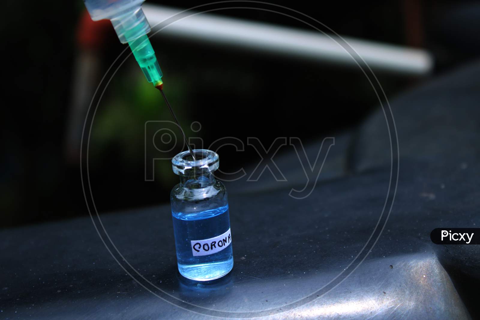 Disposable syringe and medicine bottle
