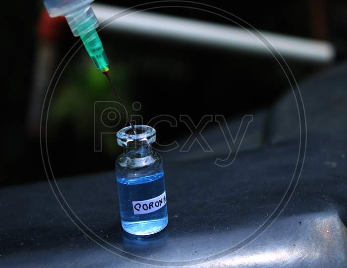 Disposable syringe and medicine bottle