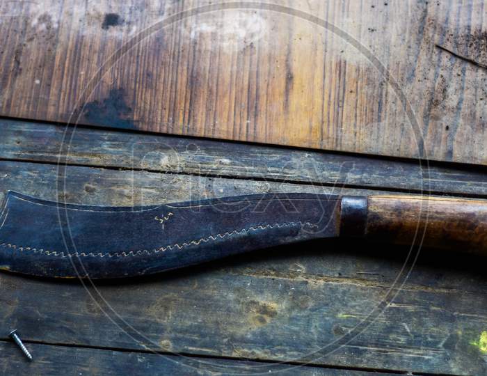 Handmade dagger or wooden knife of Assam