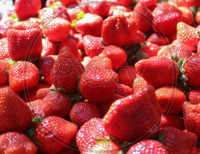 Organic fresh looking strawberries