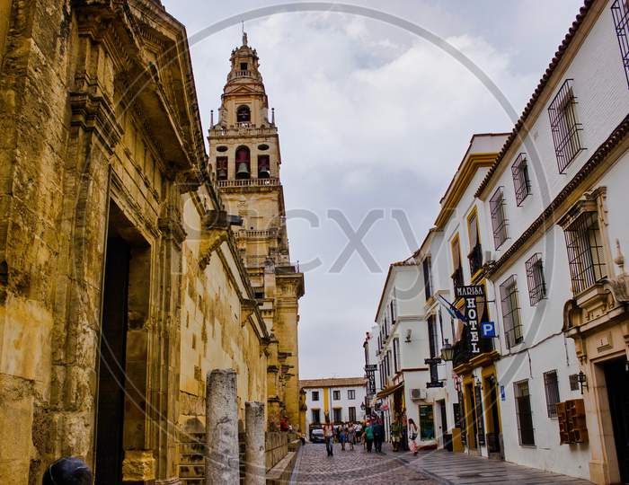 Cordoba, Spain - September 02, 2015: European Architecture In City Center Main Square, One Of The Main Touristic Attraction