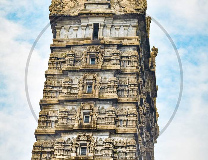 Murudeshwara temple top shot from the ground, Karnataka