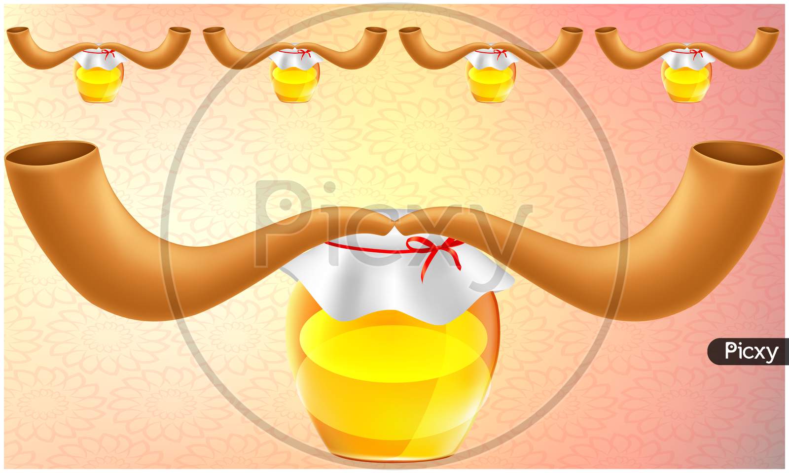 Art Of Honey Jar With Design On Abstract Background
