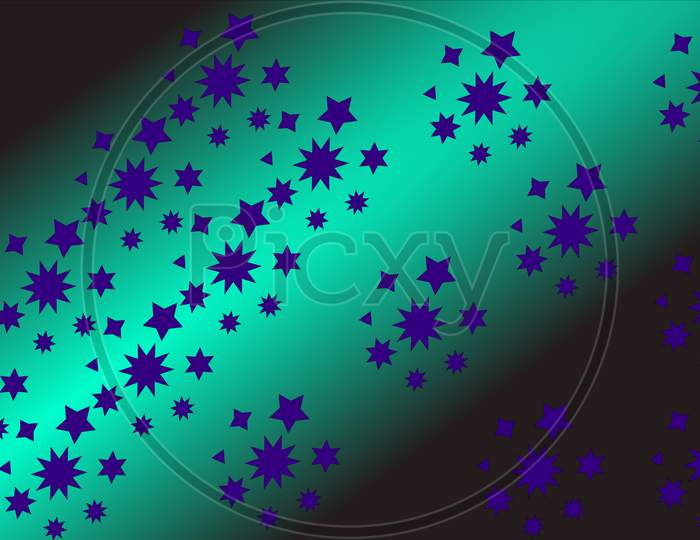 Abstract Seamless Blue And Aqua Mixed Flowing Doted Star Shape Geometric Pattern
