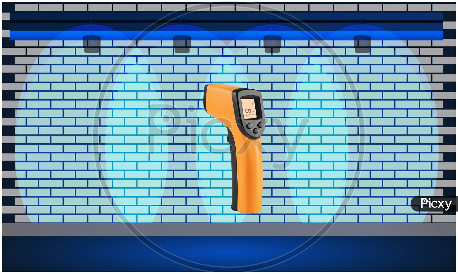 Mock Up Illustration Of Infrared Thermometer On Abstract Background