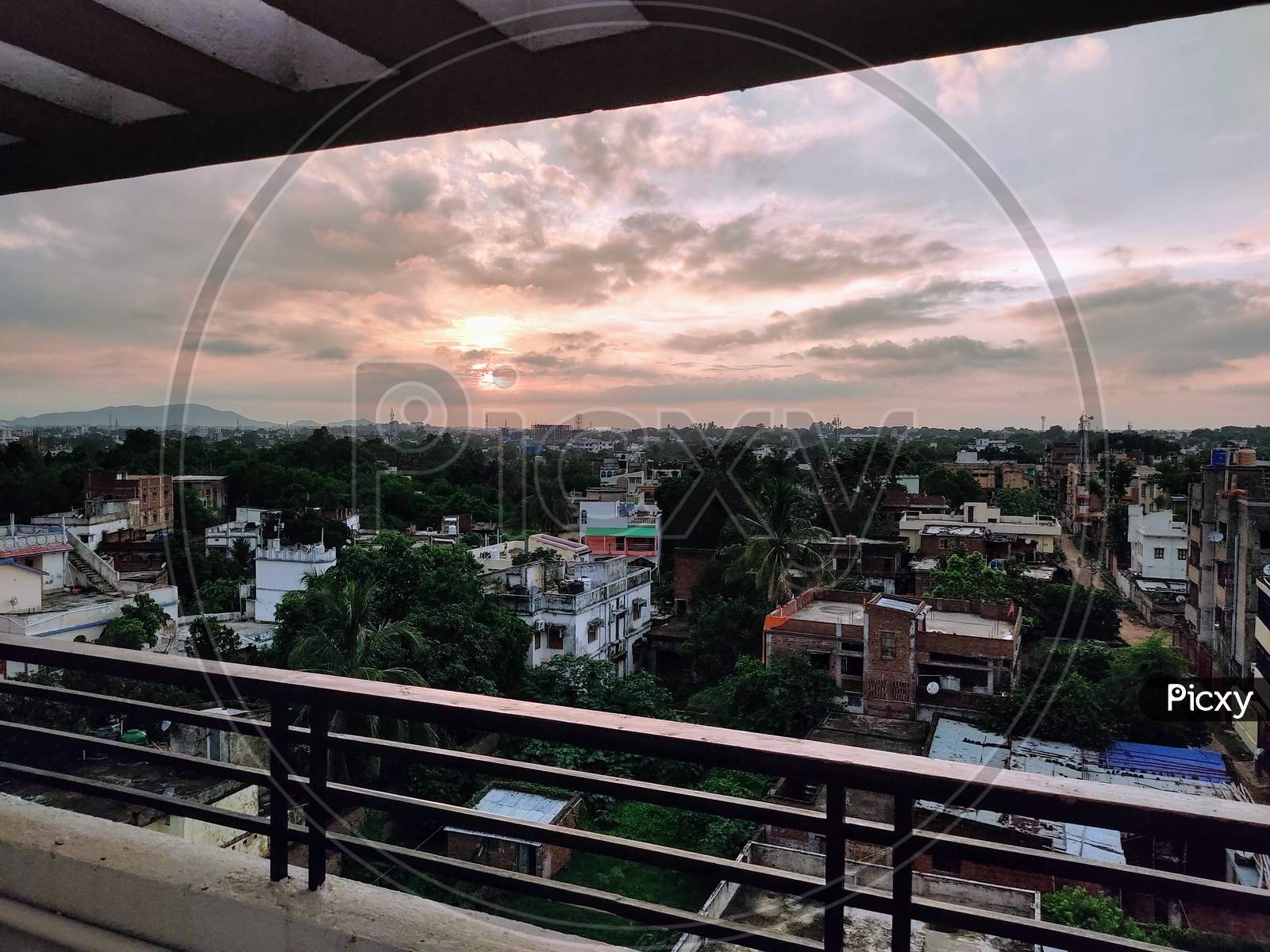 Sunset from Apartment Top in Rainy Season