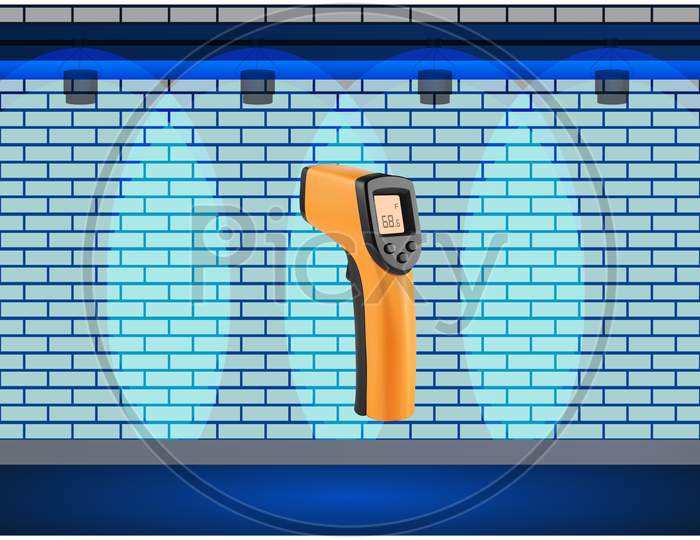 Mock Up Illustration Of Infrared Thermometer On Abstract Background