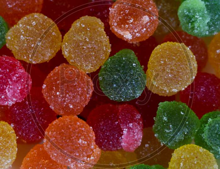 Sweet Mixed Color Jelly Candy As Background, Texture