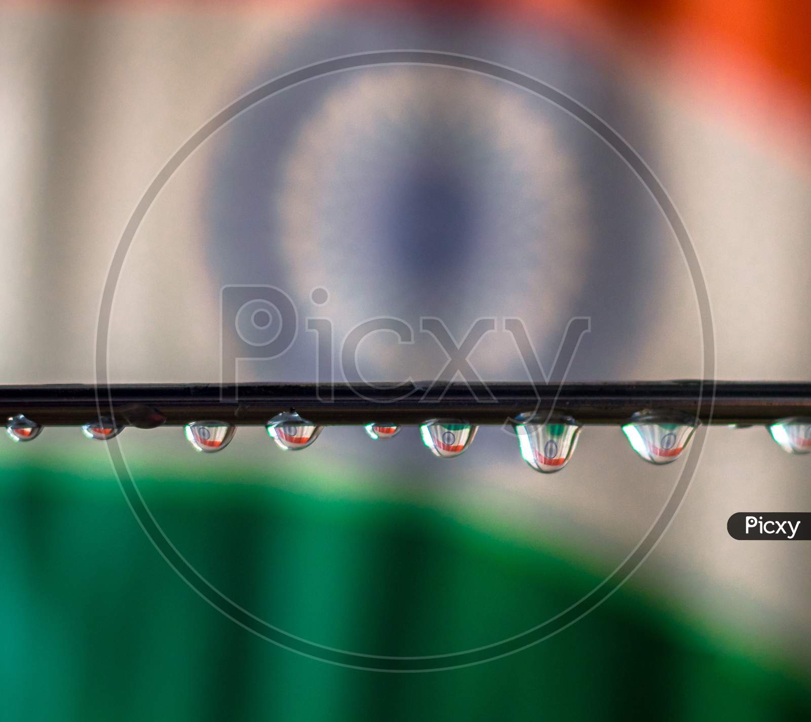 indian flag in water drop