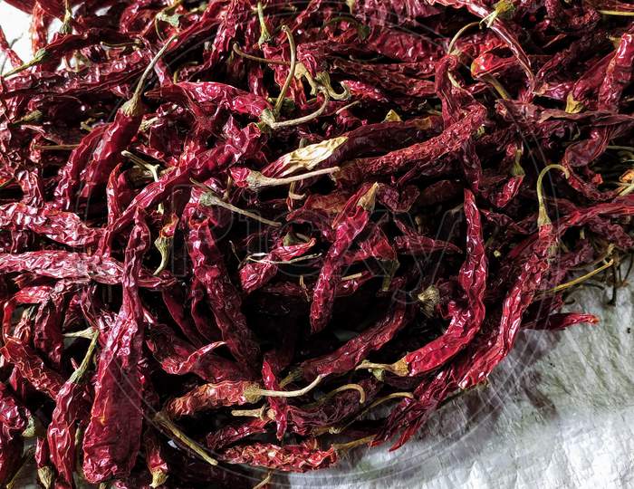 Dried Red Chillies,Edible Food,Hot Spicy