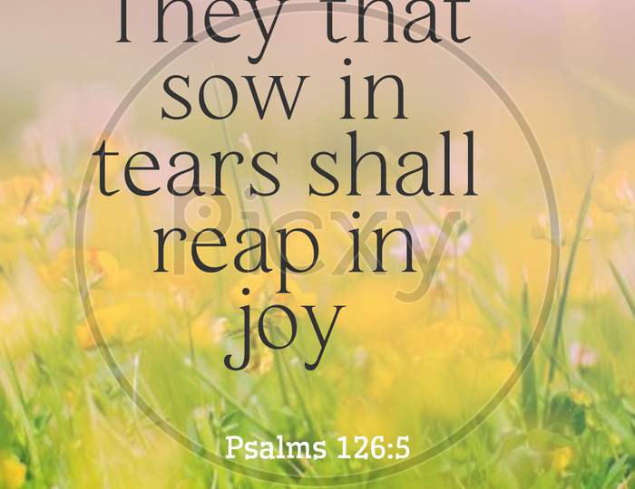Bible Words " They That Sow In Tears Shall Reap In Joy  Psalms 126:5 "