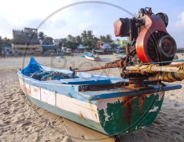 Fishing Boat On Bengal Sea Beach