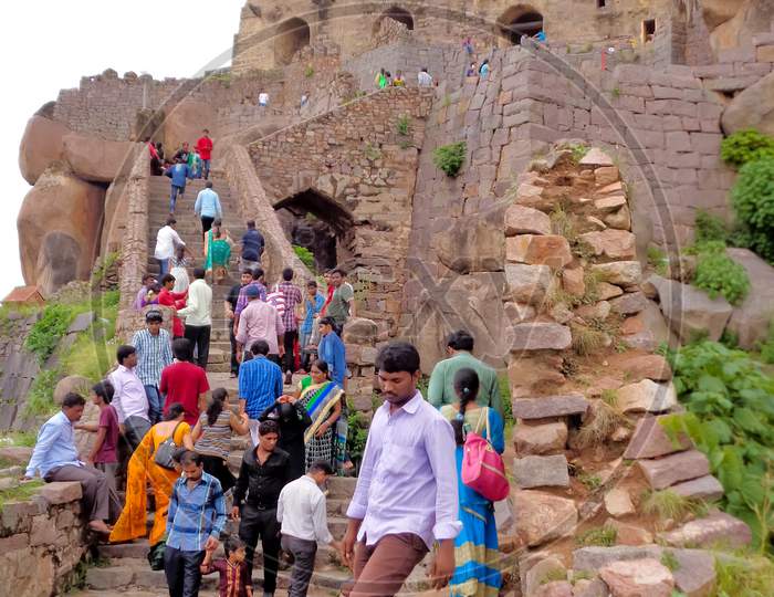 People Visiting The Golkonda Fort