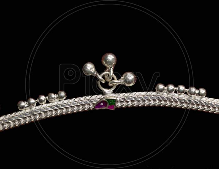 Curly Silver Anklet For Catalogue Design Book