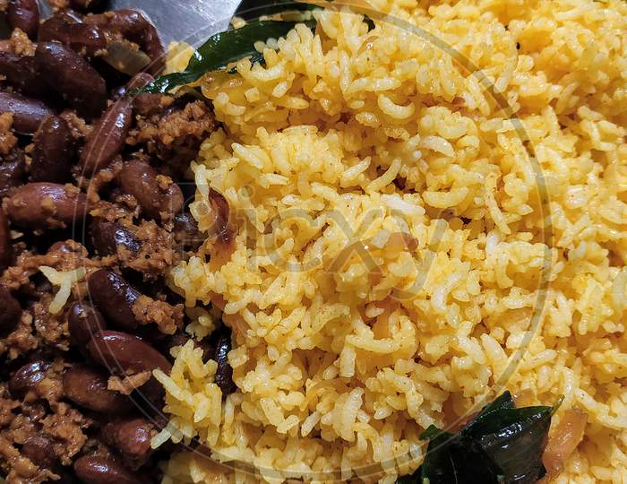 Vegetable Pulao Rice With Rajma Masala,Home Made Pulao