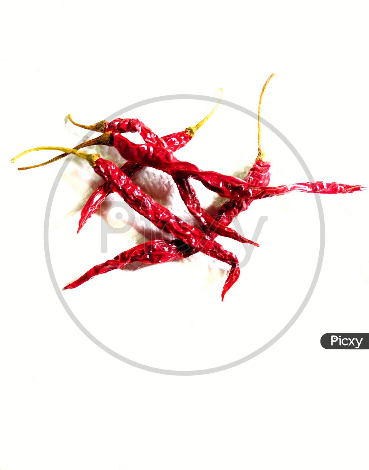 Dried Red Chillies,White Background,Shadow