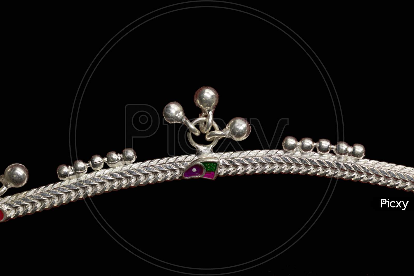 Curly Silver Anklet For Catalogue Design Book