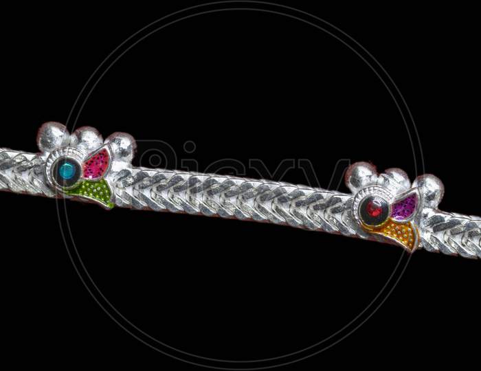 Colorful Painting On Silver Anklet For Catalogue Design Book
