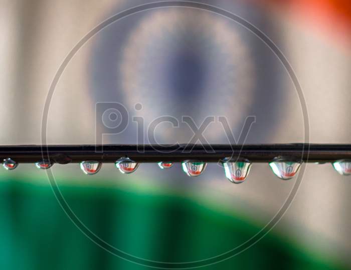 indian flag in water drop