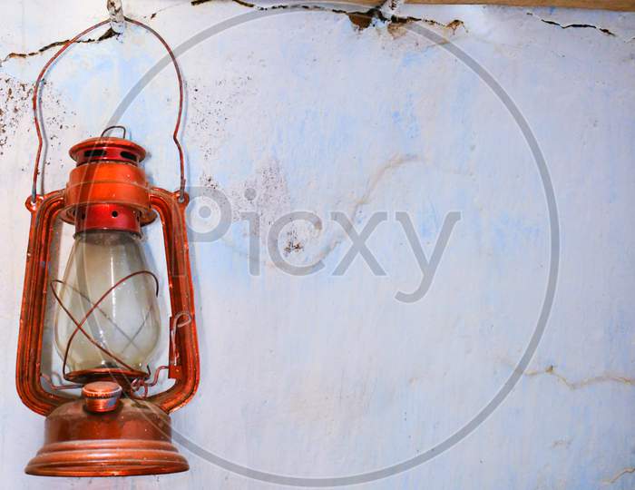 Old oil lamp on the wall, Lantern