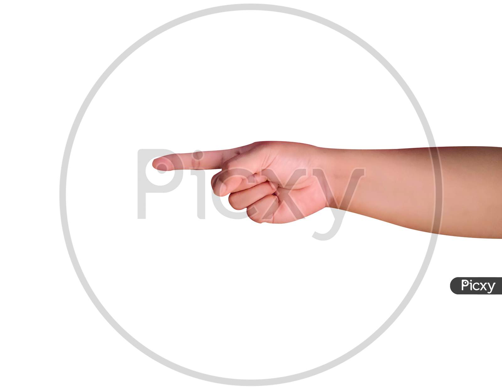 woman hand pointing gesture.