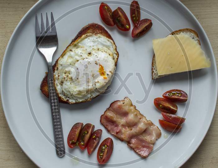 Simple English Breakfast Designed On White Plate