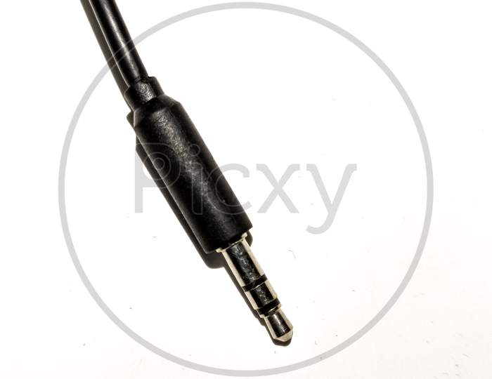 Close Up Shot Of A Headphone Audio Jack Isolated On A White Background