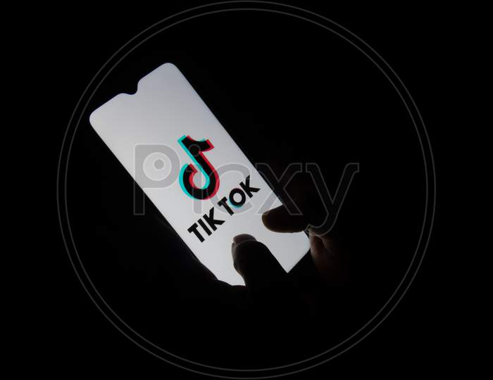 Using Of Tiktok App In Mobile Phone.