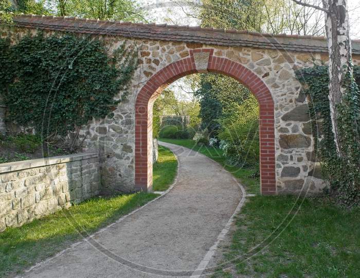 Brick Archway In Ochsenzwinger Park In Goerlitz.