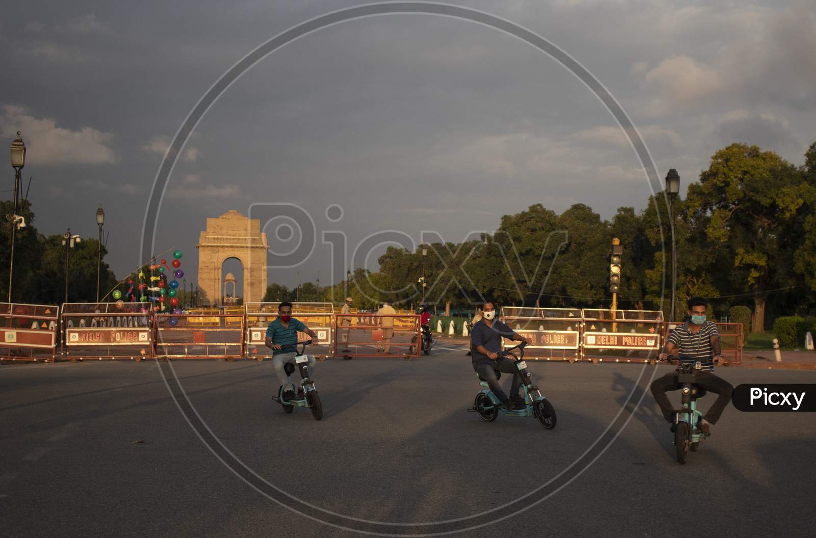 Cyclists Seen At India Gate, Rajpath, On July 22, 2020 In New Delhi, India.