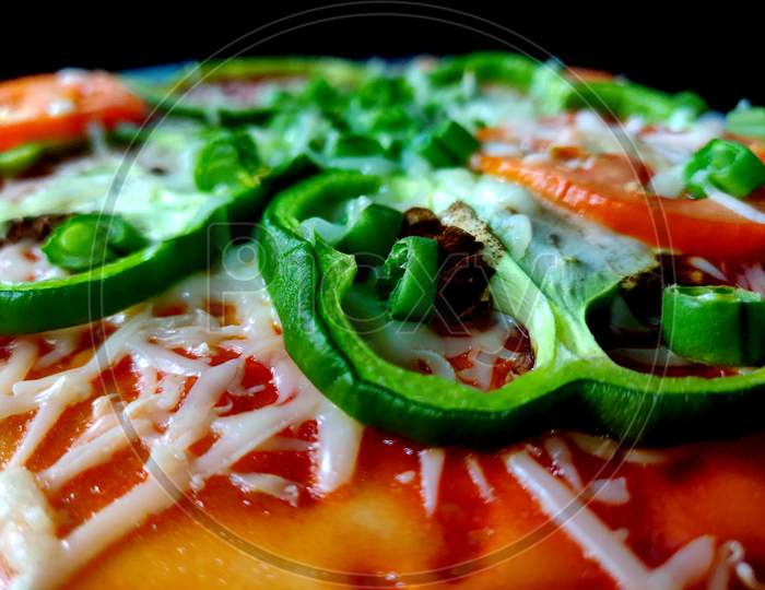 Beautiful Green Capsicum Topping In A Pizza