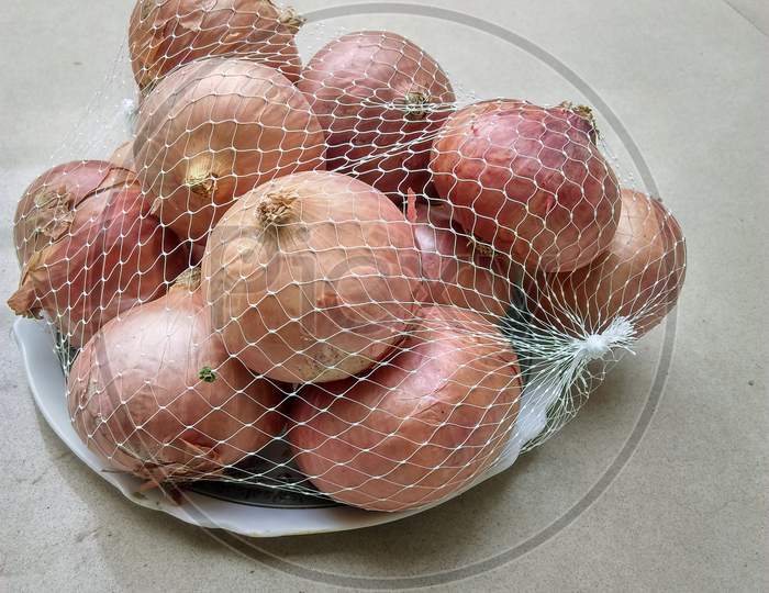 Onions in nylon net