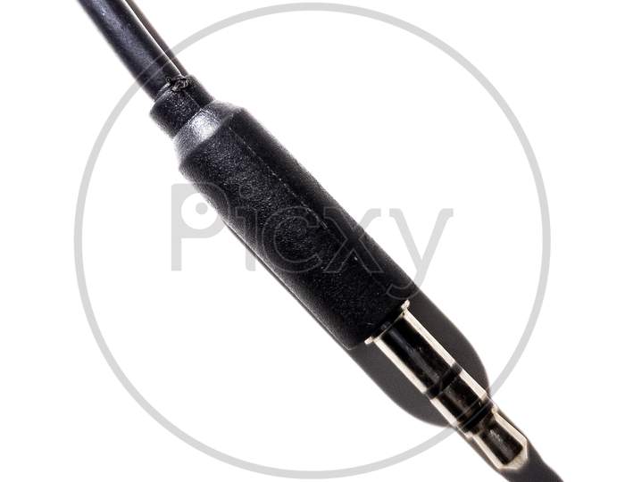 Close Up Shot Of A Headphone Audio Jack Isolated On A White Background