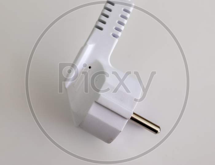 Isolated Electrical Black And White European Plugs On A White Background
