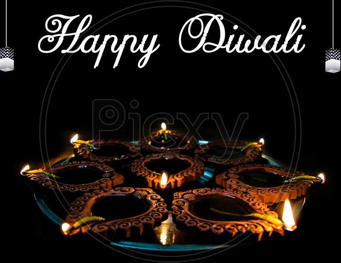 Diwali festival - Creative banner or poster of Diwali. Happy diwali festival greeting or poster design, copy space