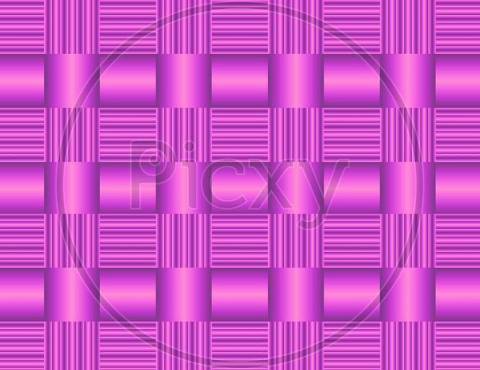 Abstract 3d horizontal and vertical line squares with cylindrical pattern shining squares check pattern. Seamless Alternative designer square background. pink purple violet gradient square texture