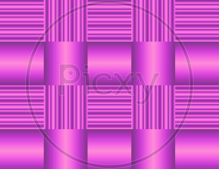 Abstract 3d horizontal and vertical line squares with cylindrical pattern shining squares check pattern. Seamless Alternative designer square background. pink purple violet gradient square texture.