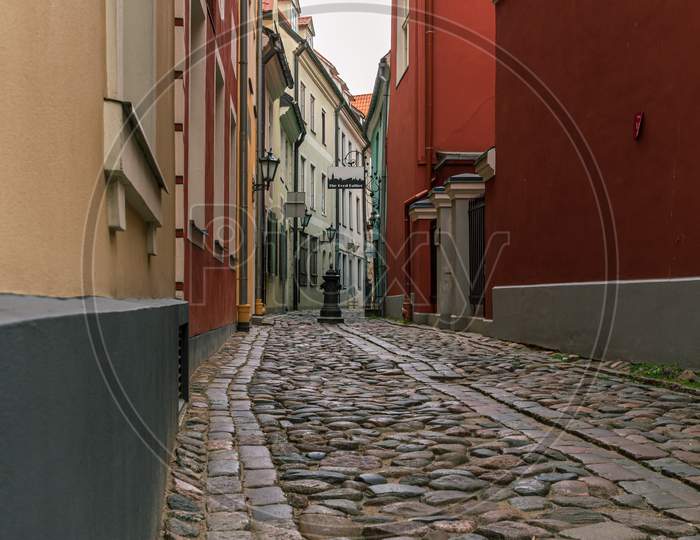 Old Riga City Tiny Pavement Street