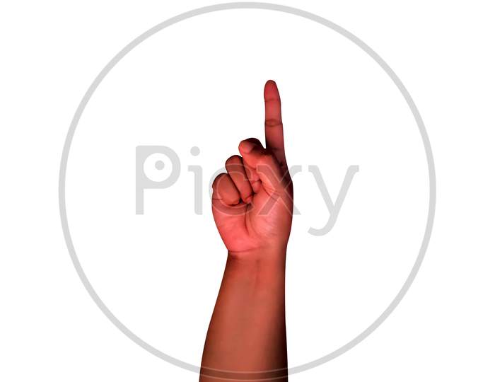 Black woman pointing up gesture