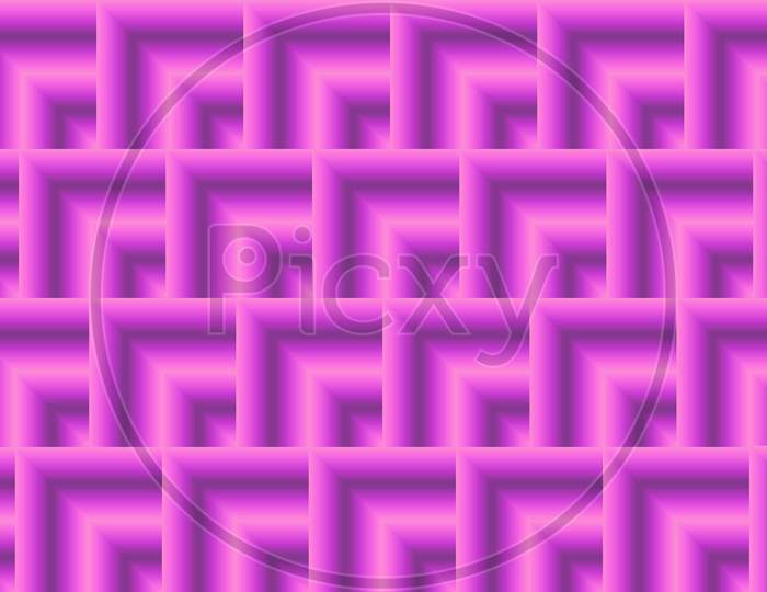 Seamless pattern with horizontal and vertical pink violet purple colored segments.  3d render Geometric Square Seamless fluorescent background. Glowing neon lights surface pattern optical illusion.