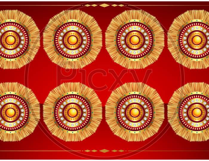 Digital Textile Design Of Traditional Art On Abstract Background