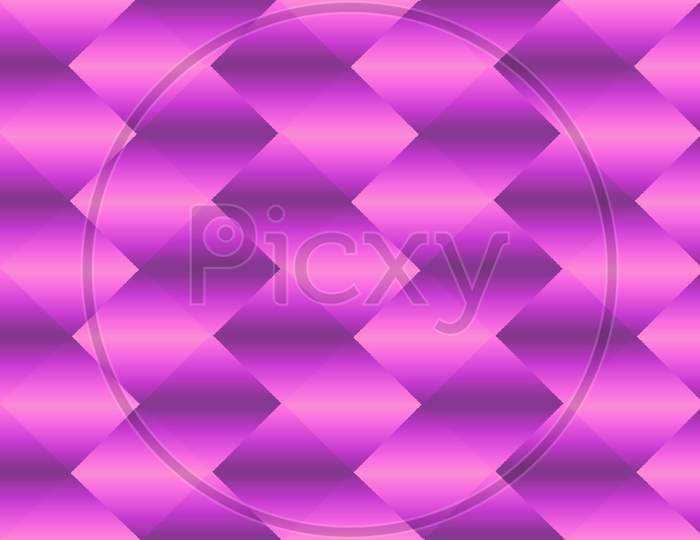 Abstract seamless pink purple gradient square grid  background. Neon color 3d rhombus zigzag texture. 3d illustration 3d rendering. Glowing vertical neon zigzag block, motion like Ultraviolet spectrum