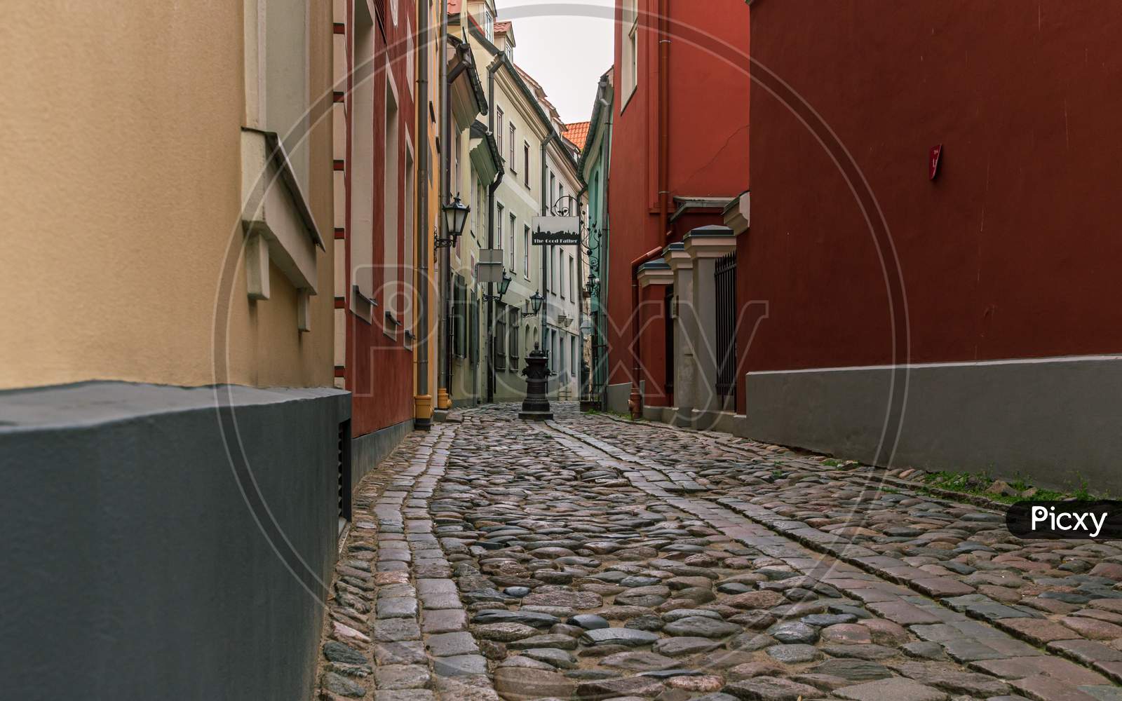 Old Riga City Tiny Pavement Street